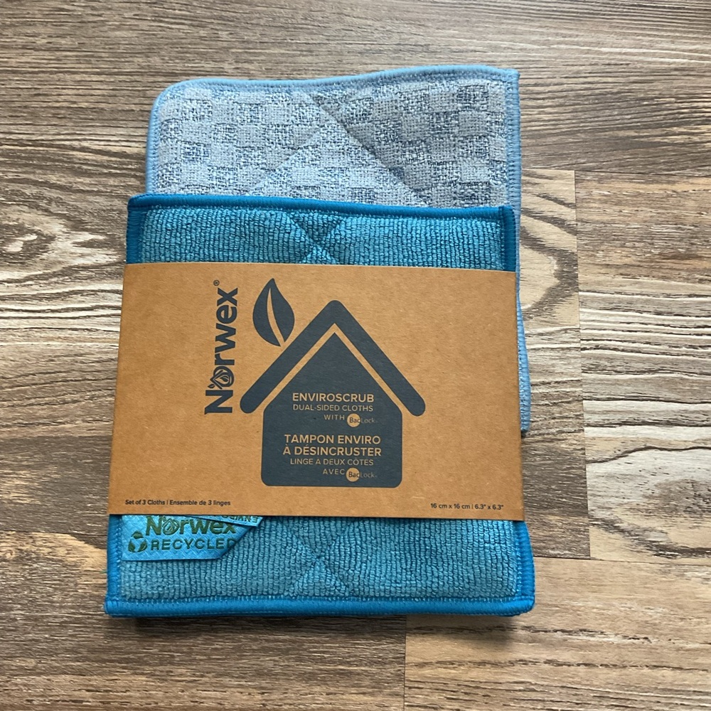 Norwex Enviroscrub Dual Sided Cloths with BacLock NEW